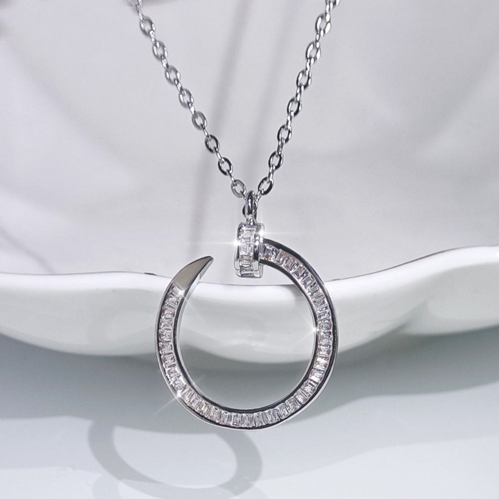 Sterling silver diamond necklace & earrings set - Picture 5 of 9
